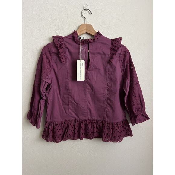 The Clothing Company Womens Purple Lace Eyelet Ruffle Blouse Top Size Small New - Picture 3 of 8